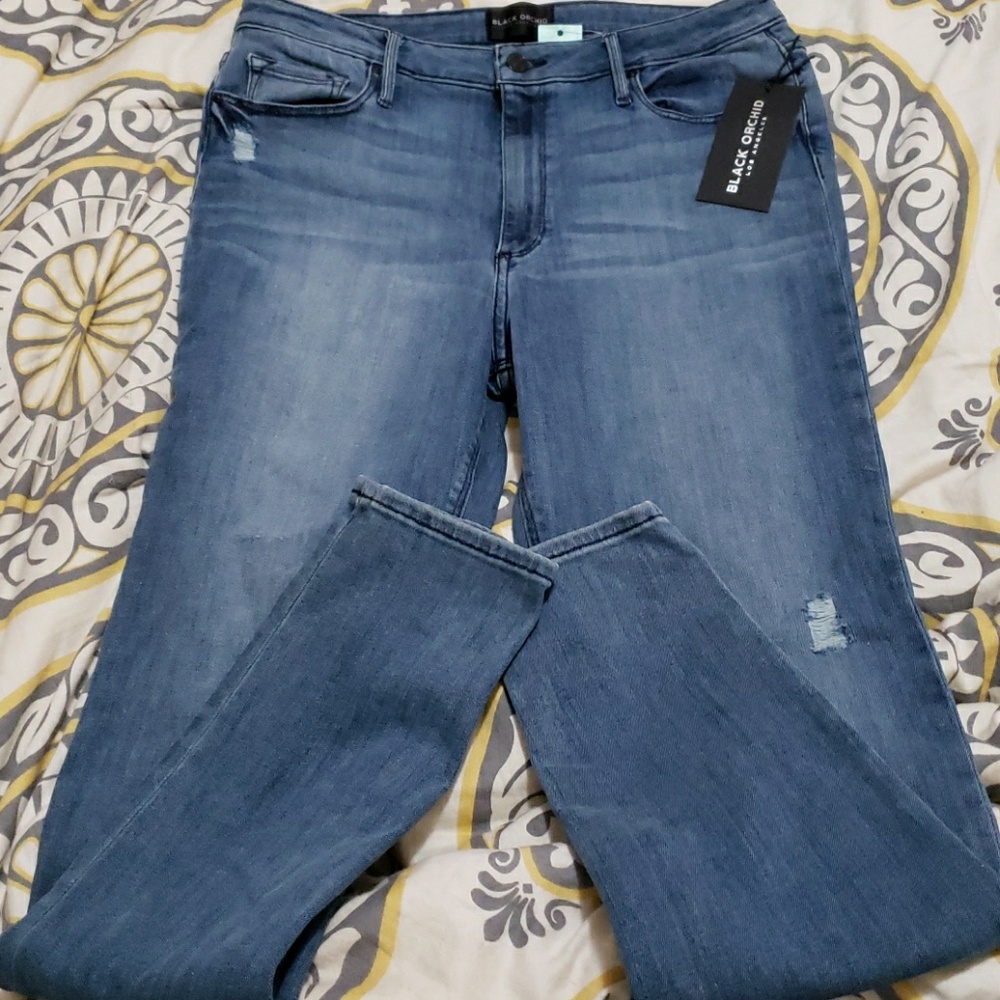 Black orchid Liquify distressed skinny jean 32 New